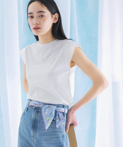 URBAN RESEARCH ROSSO（アーバンリサーチロッソ）の「クールタッチスーピマコットンフレンチTシャツ（Tシャツ/カットソー・レディース・PINK/OFF WHITE/MINT/D/NAVY・FREE）」の7枚目の写真