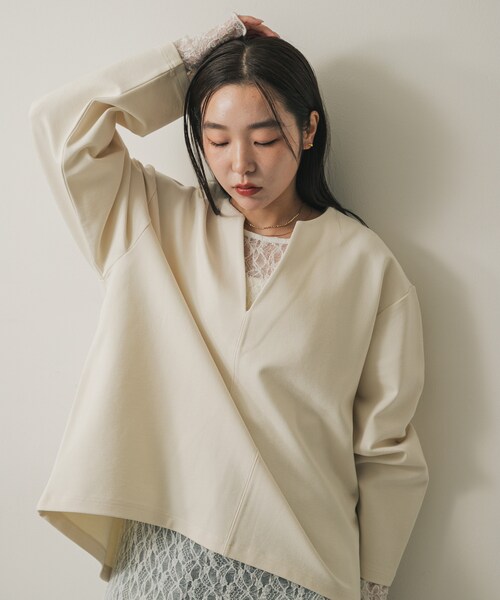 SENSE OF PLACE by URBAN RESEARCH（センスオブプレイスバイアーバンリサーチ）の「スキッパールーズトップ（その他トップス・レディース・IVORY/CAMEL/CHARCOAL・one）」の7枚目の写真