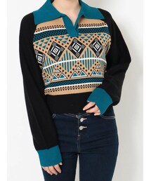 EVRIS | 襟付きジャガードニット(ニット/セーター)