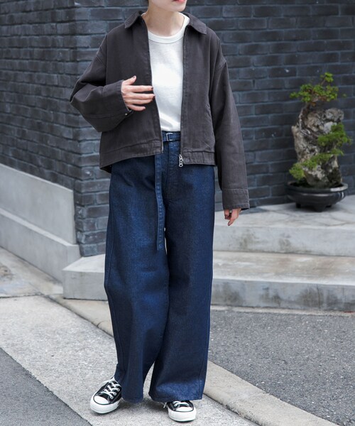 URBAN RESEARCH DOORS(アーバンリサーチドアーズ)の「FORK&SPOON ガーメントダイツイルジップブルゾン(ブルゾン・レディース・IVORY/CHARCOAL・1)」の20枚目の写真