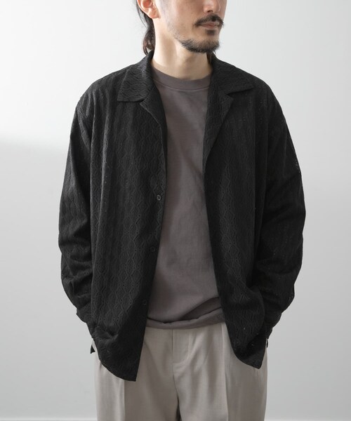 ITEMS URBANRESEARCH(アイテムズ アーバンリサーチ)の「ジオメレースオープンカラーシャツ(シャツ/ブラウス・メンズ・OLV/BRN/BLK・M/L)」の6枚目の写真