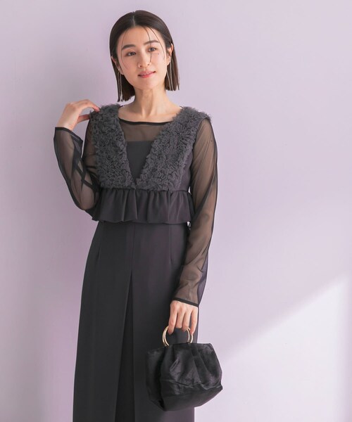URBAN RESEARCH ROSSO（アーバンリサーチロッソ）の「ANDRESD　TULLE FRILL PEPLUM DRESS（ワンピース・レディース・CHARCOAL・S/M）」の4枚目の写真