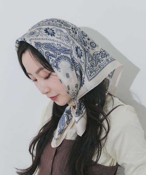SMELLY（スメリー）の「アソートパターンスカーフ（バンダナ/スカーフ・レディース・YEL/BRN/GRN/ORG/BLK/BLU/LMN/DOT/SAX/GRY/RED/MNT/BLK/IVO/WHT/ORG/BLU/WHT/DOT/BEG・-）」の19枚目の写真