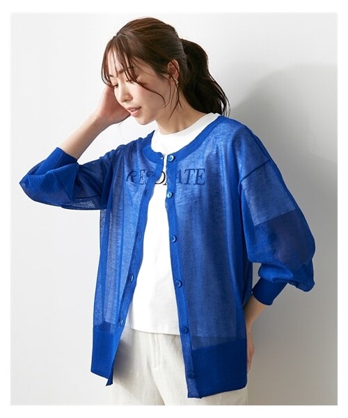 nissen（ニッセン）の「２WAYシアーニットカーディガン【OtonaSMILE】（ニット/セーター・レディース・ホワイト/ブルー/イエロー・M/L/LL/3L/4L/5L）」の10枚目の写真