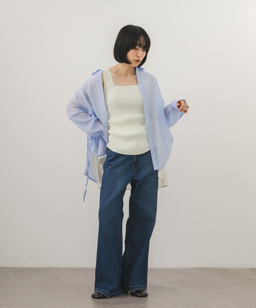 KBF（ケイビーエフ）の「2WAYリブニットタンクトップ（タンクトップ・レディース・IVORY/CHARCOAL/BROWN・One）」の6枚目の写真