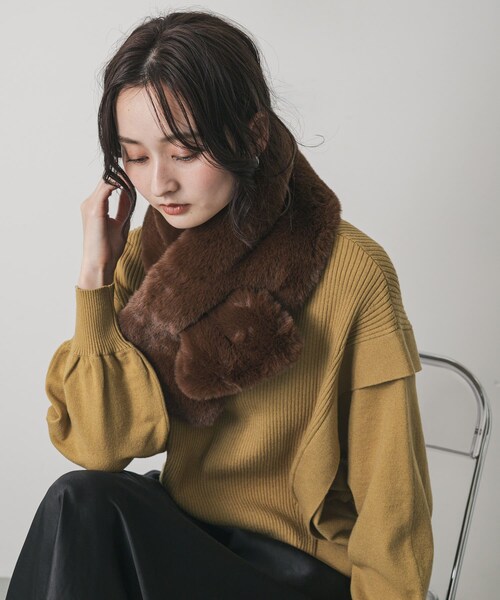SENSE OF PLACE by URBAN RESEARCH(センスオブプレイスバイアーバンリサーチ)の「ボリュームエコファーティペット(マフラー・レディース・BROWN/MOCHA/BEIGE・one)」の21枚目の写真