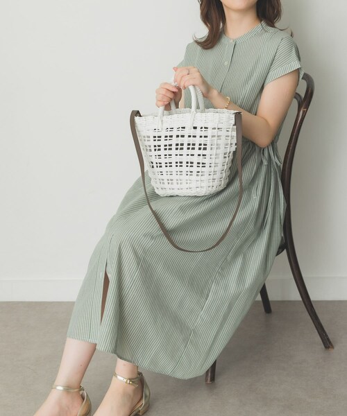 RODE SKO（ロデスコ）の「ショルダー付編みかごバッグ（かごバッグ・レディース・BROWN/WHITE/GREEN/BLUE・one）」の8枚目の写真