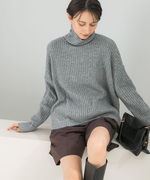 URBAN RESEARCH ROSSO（アーバンリサーチロッソ）の「マシーンウォッシュ ワイドリブニット（ニット/セーター・レディース・GRAY/L/BLUE/MOCHA・Free）」の7枚目の写真