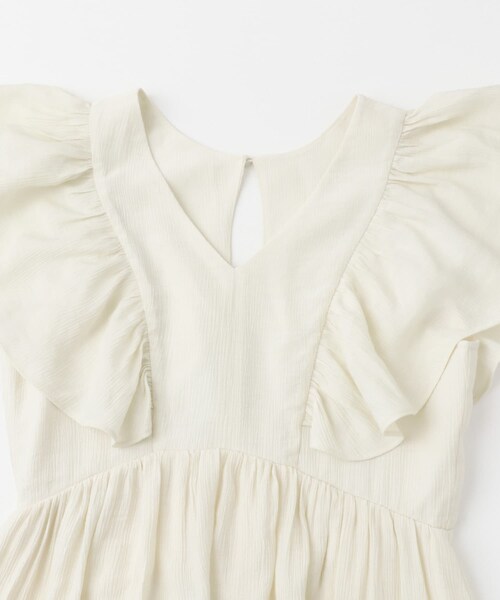 SENSE OF PLACE by URBAN RESEARCH(センスオブプレイスバイアーバンリサーチ)の「Vネックウエストマークフリルワンピース(ワンピース・レディース・BLACK/IVORY/L.BLUE・COMPACT/one)」の12枚目の写真
