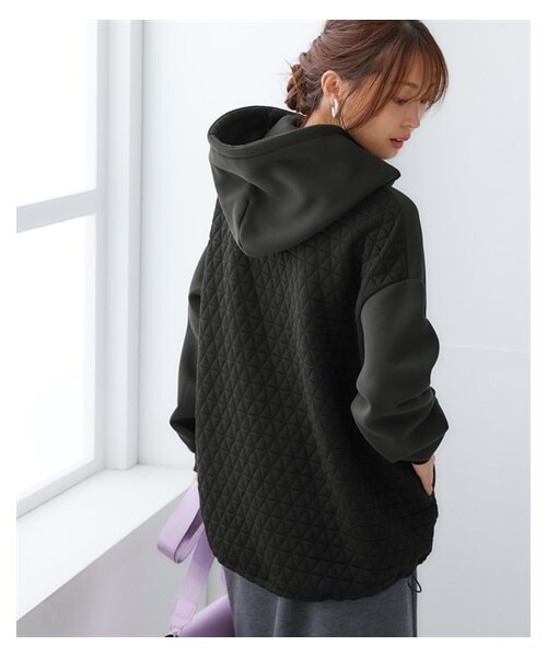 nissen（ニッセン）の「後キルト切替裏起毛パーカー（選べるキルト柄