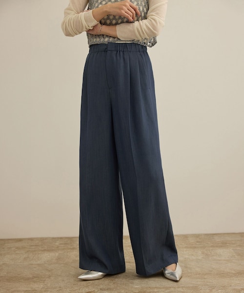 ROPE'（ロペ）の「【洗える・カセット服・新色追加】バックサテンイージーワイドパンツ/お仕事・通勤・セットアップ対応（その他パンツ・レディース・ベージュ/ネイビー/ネイビー系/ブラック・36/38）」の16枚目の写真