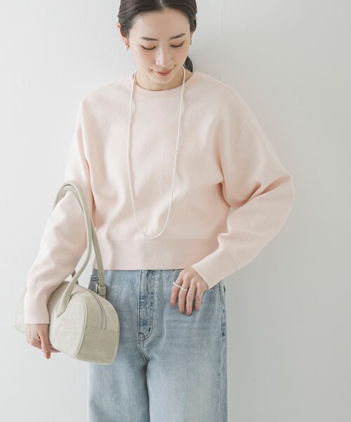 URBAN RESEARCH（アーバンリサーチ）の「ダブルフェイスクルーネックニット（ニット/セーター・レディース・ICE GRAY/PINK/NAVY・Free）」の8枚目の写真