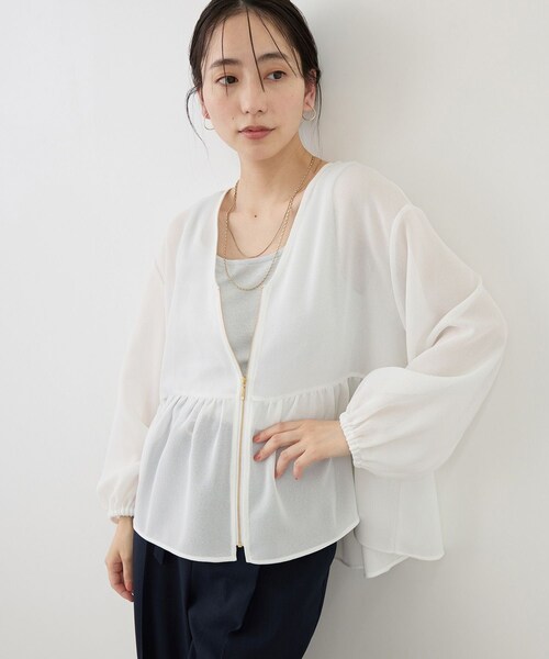 ROPE' PICNIC(ロペピクニック)の「メッシュペプラムブルゾン(ブルゾン・レディース・ブラック/ホワイト/ベージュ系/ネイビー・F)」の20枚目の写真