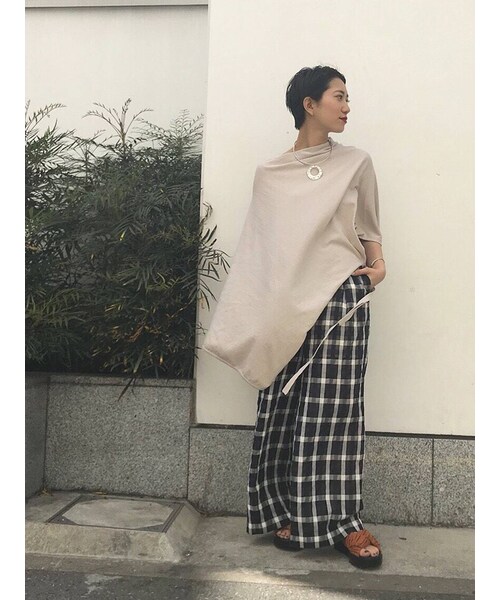 LAGUNAMOON（ラグナムーン）の「コットンシルクニットストール（マフラー・レディース・ブラック/ベージュ/カーキ/ホワイト/ライトグレー・F）」の5枚目の写真