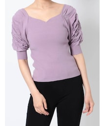 MERCURYDUO | 2WAYギャザリングパワショルリブニット(ニット/セーター)