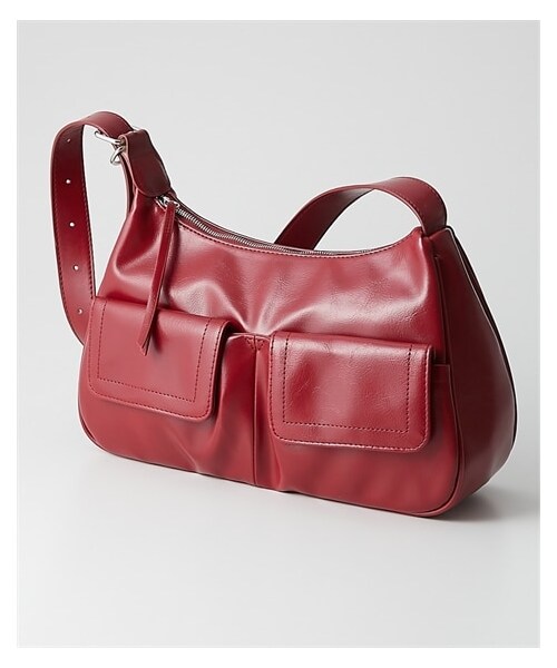 nissen（ニッセン）の「艶合皮ダブルフラップポケットショルダーバッグ（ショルダーバッグ・メンズ・ブラック/ブラウン/ワイン/グレー・Y）」の4枚目の写真