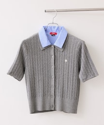 【POLO BCS】VIS別注ケーブルドッキング衿付きカーディガン