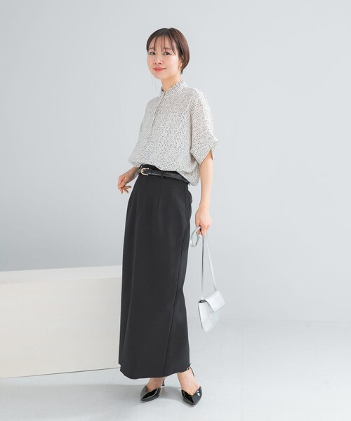 URBAN RESEARCH ROSSO（アーバンリサーチロッソ）の「ベルト付ツイルストレッチスカート（スカート・レディース・WHITE/BLACK・36/38）」の15枚目の写真