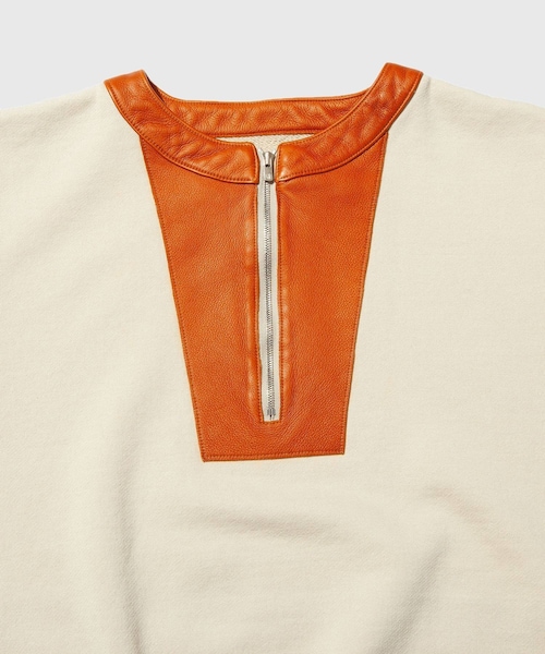 ADAM ET ROPE'（アダムエロペ）の「【KYOU/キョウ】 JEFFERSON Leather x Original Supima Aging Cotton Sweat（スウェット・メンズ・ブラック/ホワイト系・0/1/2）」の9枚目の写真