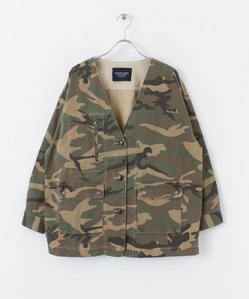 URBAN RESEARCH Sonny Label（アーバンリサーチサニーレーベル）の「『WEB限定』カモフラ柄ノーカラージャケット（ノーカラージャケット・レディース・グレー/カーキ・FREE）」の22枚目の写真
