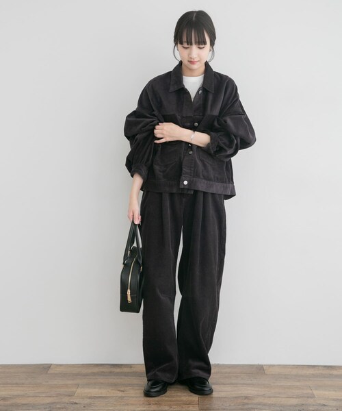 ITEMS URBANRESEARCH（アイテムズ アーバンリサーチ）の「コーデュロイジャケット（カバーオール・レディース・ECRU/CHA/CHERRY・Free）」の20枚目の写真