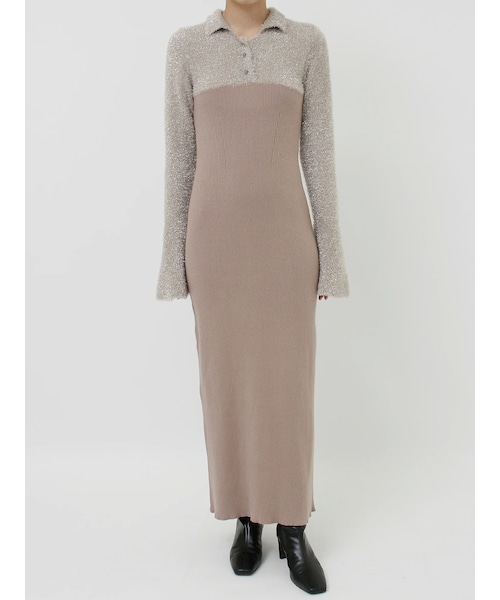 LAGUNAMOONラメブレンドビスチェニットワンピース S ラグナムーン LAGUNAMOON（ラグナムーン）の「ラメブレンドビスチェニットワンピース