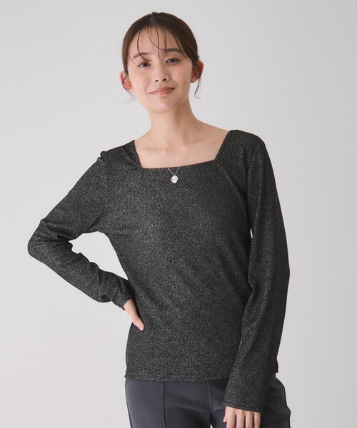 Jayro(ジャイロ)の「前後2WAYラメプルオーバー(Tシャツ/カットソー・レディース・ブラック/ブラック系/ベージュ/シルバー・M)」の2枚目の写真
