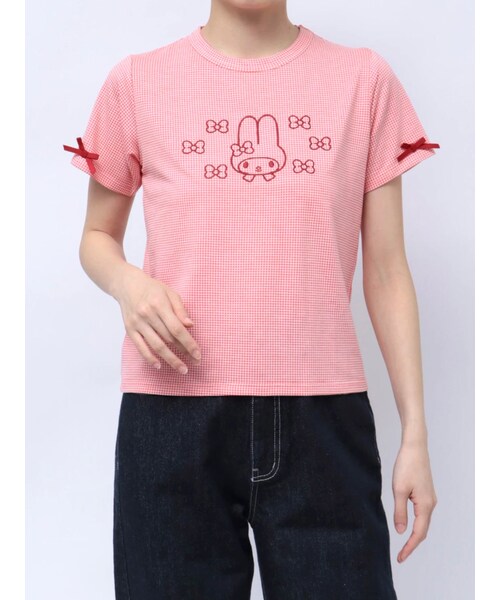 merry jenny（メリージェニー）の「【メロクロコラボ】My MelodyミニギンガムTee（Tシャツ/カットソー・レディース・レッド/ピンク/ブルー・F）」の2枚目の写真