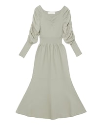 LAGUNAMOON | シャーリングスリーブマーメイドラインニットワンピース(ワンピース)