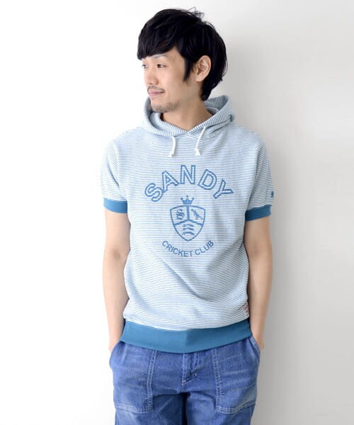 URBAN RESEARCH DOORS（アーバンリサーチドアーズ）の「GYMPHLEX ショートスリーブフードパーカー（パーカー・メンズ・AZURE/WHITE/PALM/WHITE・M/L）」の5枚目の写真