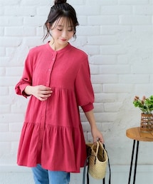 nissen | 楊柳ティアードシャツチュニック（UVカット）＜大きいサイズ有＞(チュニック)