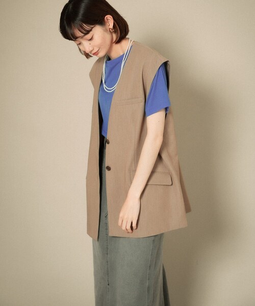 KBF（ケイビーエフ）の「2WAYノーカラージャケット（ノーカラージャケット・レディース・GRAY CHECK/BEIGE/BLUE・one）」の11枚目の写真