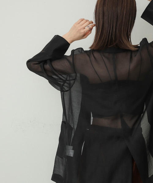 SENSE OF PLACE by URBAN RESEARCH（センスオブプレイスバイアーバンリサーチ）の「シアーテーラードジャケット（テーラードジャケット・レディース・BLACK/IVORY/BROWN・one）」の14枚目の写真