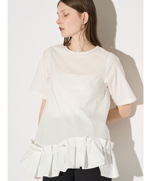 ELENDEEK(エレンディーク)の「FRILL HEM BL(シャツ/ブラウス・レディース・オフホワイト/ブラック/ライム・F)」の2枚目の写真