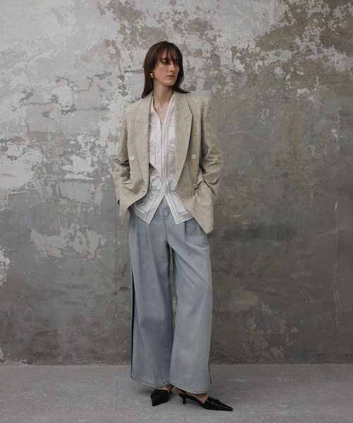 ADAM ET ROPE'（アダムエロペ）の「【EMOELLE】シルクネップテーラードジャケット（テーラードジャケット・レディース・ダークブラウン系/ベージュ/ベージュ系・36/38）」の16枚目の写真