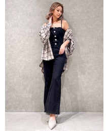 GYDA | BACKリボンデニムロンパース(ワンピース)