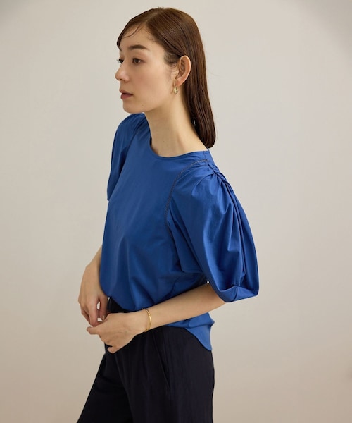 ROPE'(ロペ)の「【洗える】クリア天竺ボリュームスリーブプルオーバー【お仕事・通勤対応】(Tシャツ/カットソー・レディース・ブラック/ホワイト/カーキ/ブルー・F)」の21枚目の写真