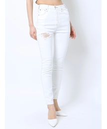 GYDA | H/Wステッチカラーダメージスキニーパンツ(デニムパンツ)