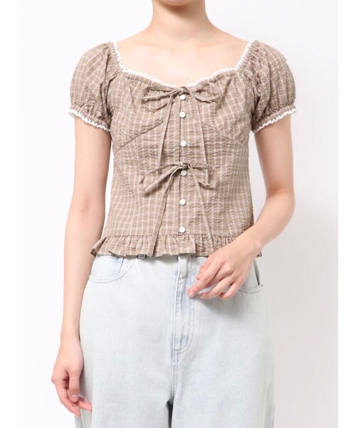 CALNAMUR（カルナムール）の「フリルカラーシャツ（シャツ/ブラウス・レディース・オフホワイト/ネイビー/ブラウン・F）」の3枚目の写真