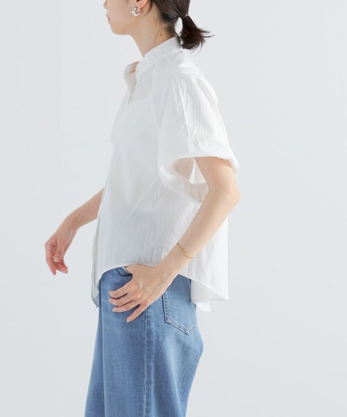 URBAN RESEARCH（アーバンリサーチ）の「綿ナイロンスタンドカラーブラウス（シャツ/ブラウス・レディース・BLU/OFF/NVY/BLK・FREE）」の7枚目の写真