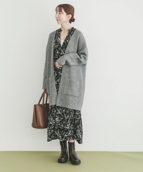 ITEMS URBANRESEARCH（アイテムズ アーバンリサーチ）の「ニットガウン（テーラードジャケット・レディース・GRY/BRN/L.KHK・FREE）」の7枚目の写真