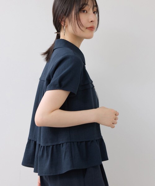 VIS（ビス）の「美easyリネンライクシャツブラウス/接触冷感・セットアップ対応（シャツ/ブラウス・レディース・キナリ/ネイビー/サックス・F）」の16枚目の写真