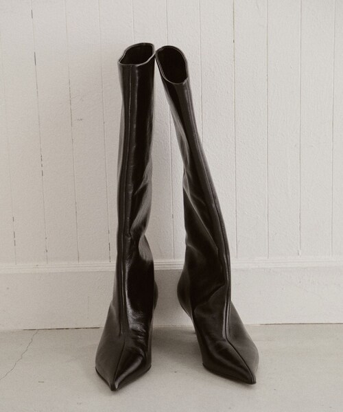 ADAM ET ROPE'(アダムエロペ)の「【EMOELLE】レザーロングブーツ(ブーツ・レディース・ブラック・36.0/37.0/38.0)」の6枚目の写真