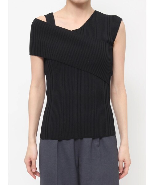 LAGUNAMOON（ラグナムーン）の「アシンメトリーリブニットプルオーバー（ニット/セーター・レディース・ブラック/ブルー/ベージュ/アイボリー・F）」の2枚目の写真