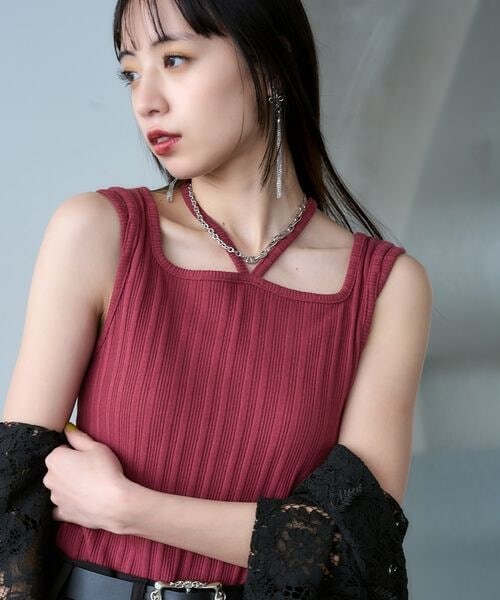 HARE（ハレ）の「ストリングリブタンクトップ（その他・ホワイト05/ブラック09/グレー18/レッド35/イエロー65/ブルー85・FREE）」の4枚目の写真