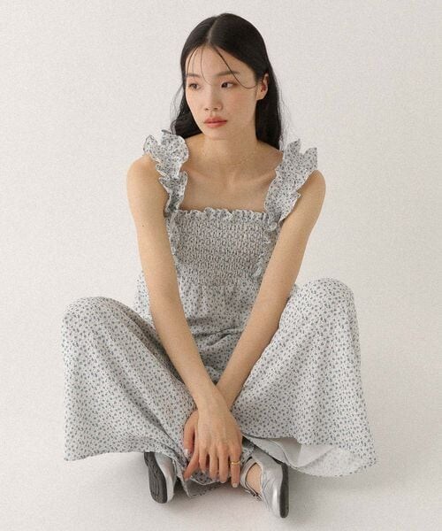 Heather(ヘザー)の「フリルショルダーオールインワン(オールインワン・サロペット・オフホワイト花柄 05/グレー系チェック 18・S/M)」の10枚目の写真