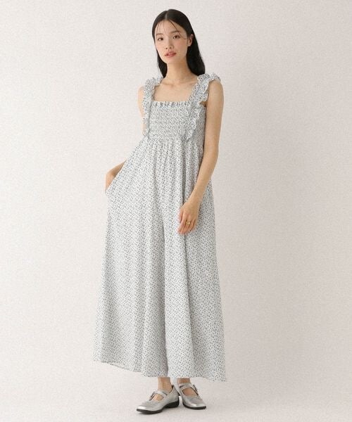 Heather(ヘザー)の「フリルショルダーオールインワン(オールインワン・サロペット・オフホワイト花柄 05/グレー系チェック 18・S/M)」の5枚目の写真