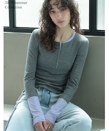 Re:EDIT | 配色レイヤード風ヘンリーネックトップス - トップス通販 | 人気レディースファッション - Re:EDIT（リエディ）