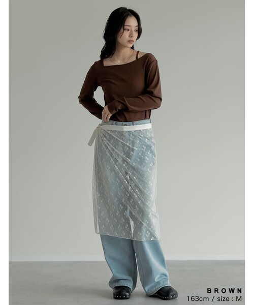 Re:EDIT（リエディ）の「リブカットソーアシンメトリートップス - トップス通販 | 人気レディースファッション - Re:EDIT（リエディ）（その他・レディース・ブラック/ホワイト/チャコールグレー/ブラウン・M/L）」の16枚目の写真