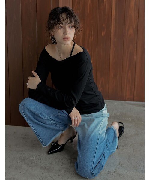 Re:EDIT（リエディ）の「リブカットソーアシンメトリートップス - トップス通販 | 人気レディースファッション - Re:EDIT（リエディ）（その他・レディース・ブラック/ホワイト/チャコールグレー/ブラウン・M/L）」の13枚目の写真